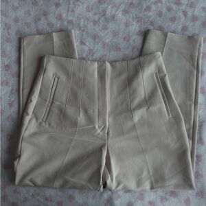 Beige Zara high-waisted straight-leg trousers